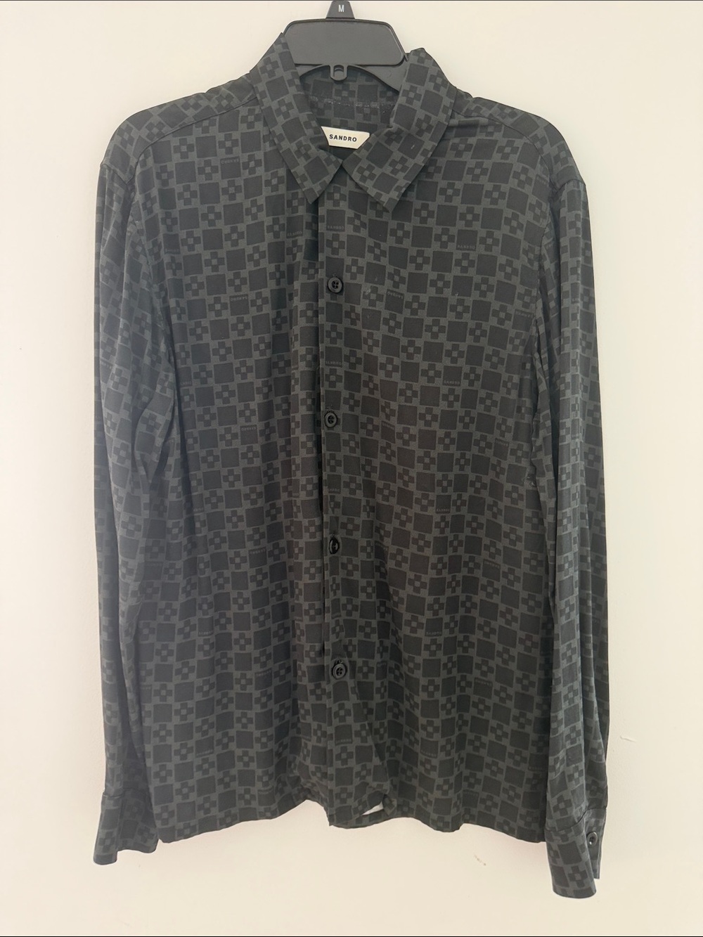 Sandro Black & Charcoal Geometric Button-Down Shirt